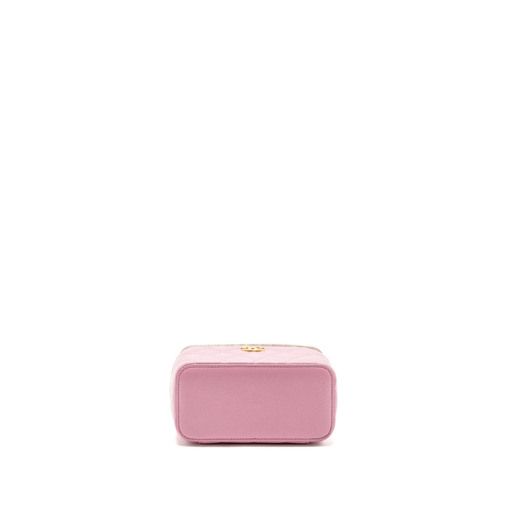 CHANEL LETTER TOP HANDLE LONG VANITY WITH CHAIN CAVIAR PINK GHW