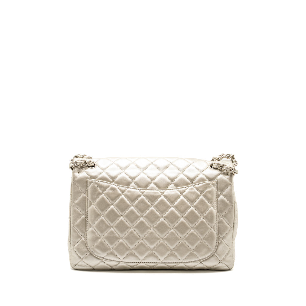 CHANEL CLASSIC QUILTED FLAP BAG LAMBSKIN METALLIC PALE GOLD SHW