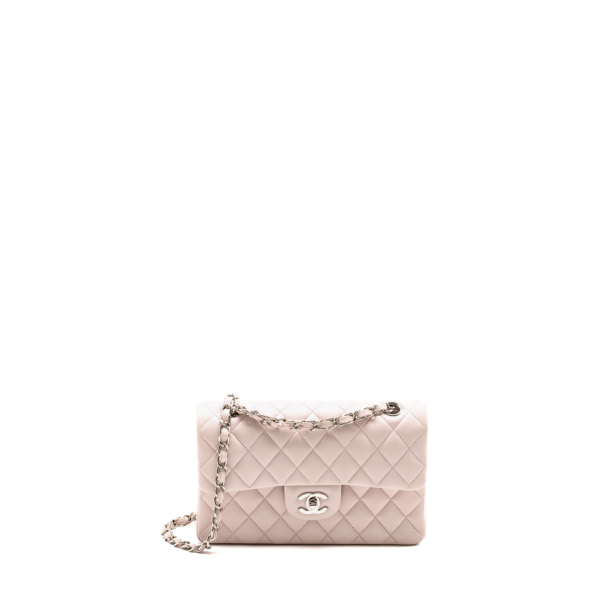 CHANEL SMALL CLASSIC DOUBLE FLAP BAG LAMBSKIN LIGHT PURPLE SHW (MICROCHIP)