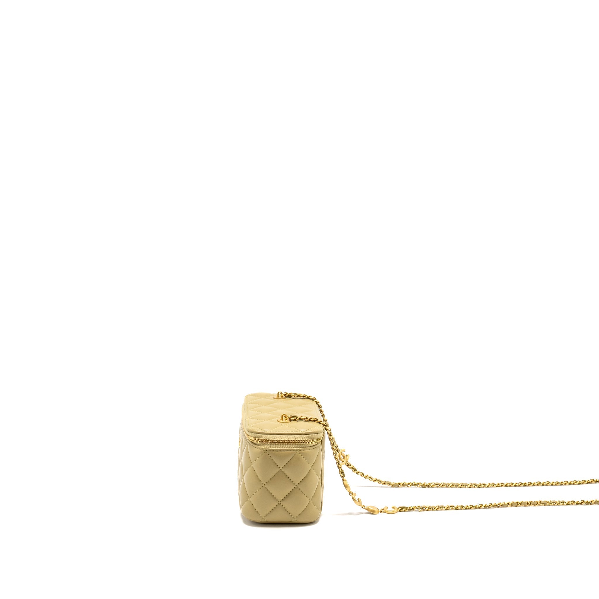 CHANEL COCO LETTER LONG VANITY WITH CHAIN LAMBSKIN GREEN GHW (MICROCHIP)