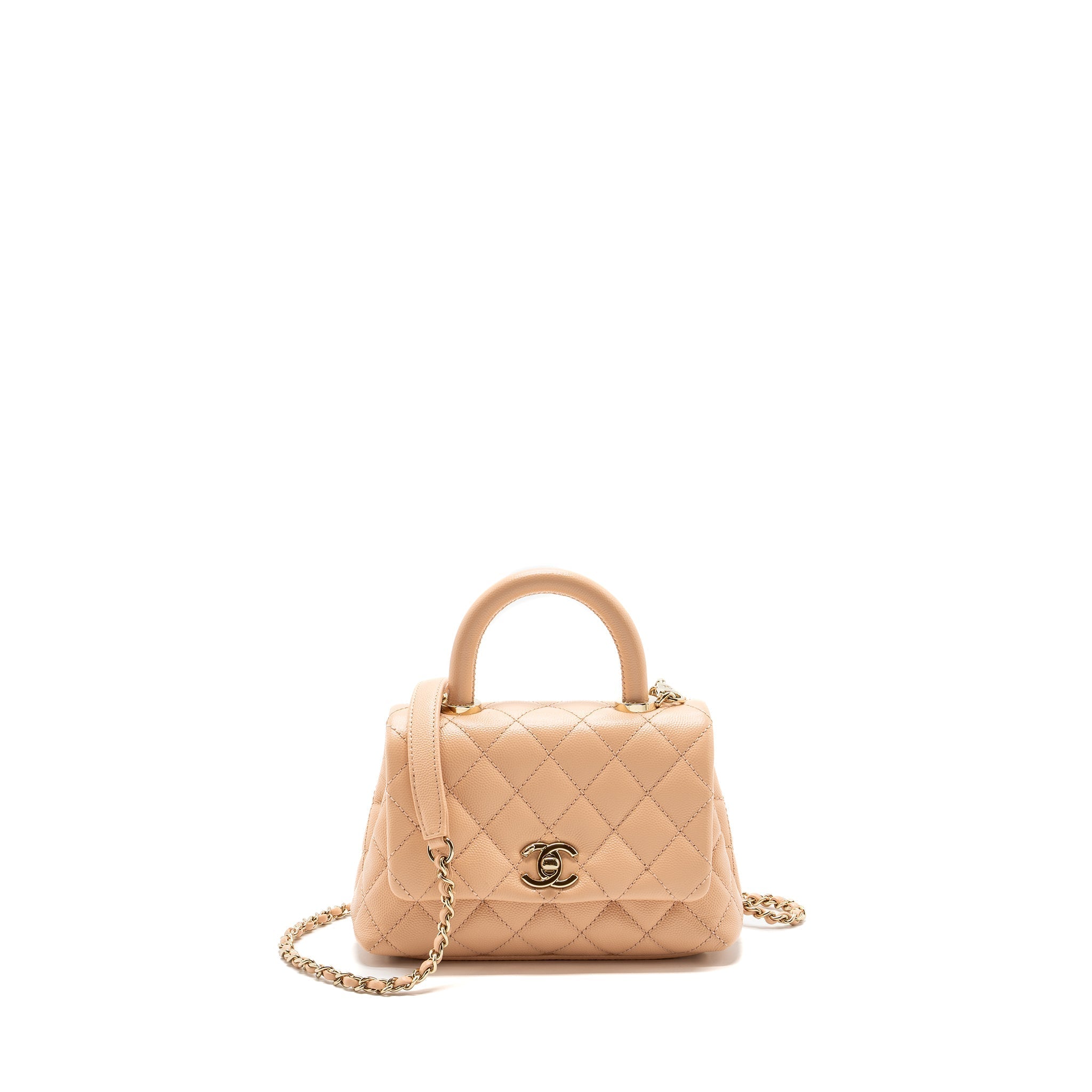 CHANEL MINI COCO HANDLE CAVIAR BEIGE LGHW