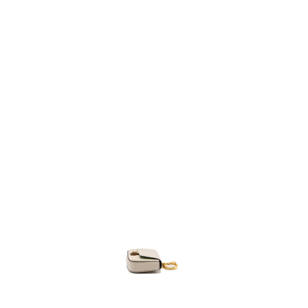 FENDI MINI BAGUETTE KEYRING CHARM CALFSKIN BEIGE GHW