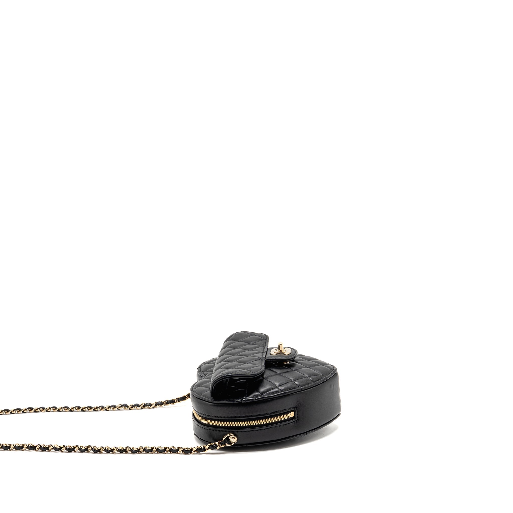 CHANEL 22S HEART BAG LAMBSKIN BLACK LGHW (MICROCHIP)