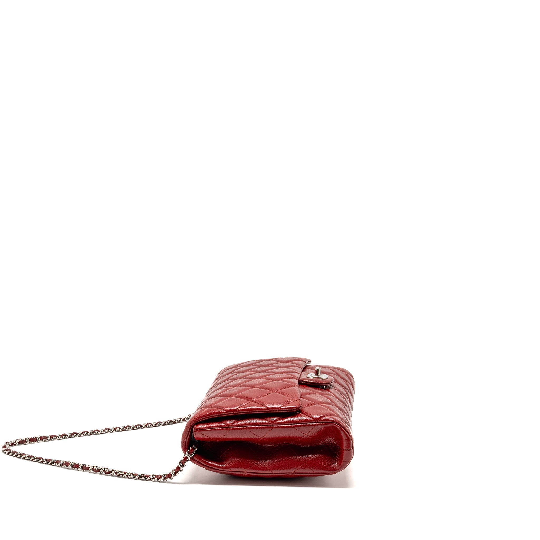CHANEL TIMELESS FLAP CLUTCH CHAIN BAG CAVIAR RED SHW