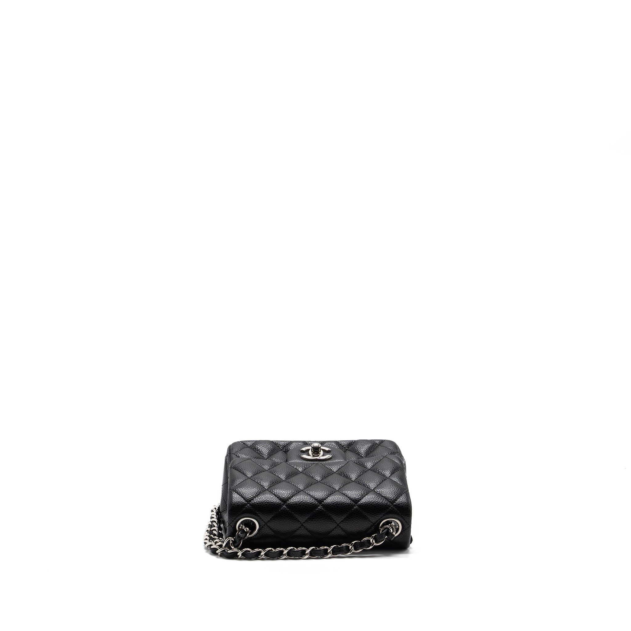 CHANEL CLASSIC MINI SQUARE FLAP BAG CAVIAR BLACK SHW