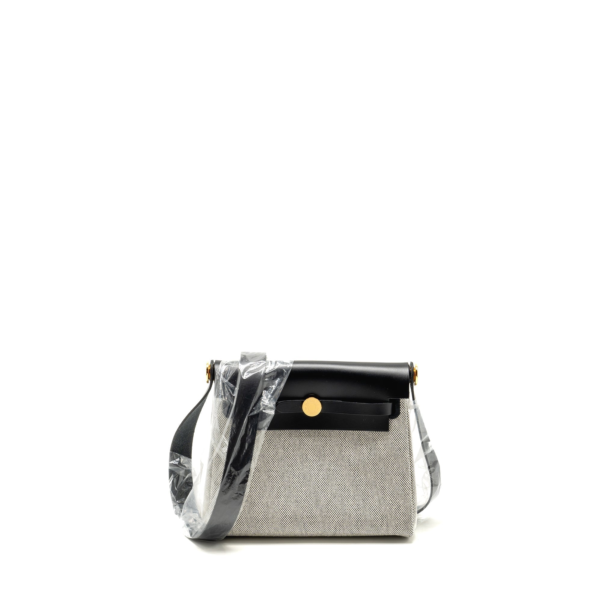 HERMES HERBAG MINI CANVAS/COWHIDE BLACK/ ECRU GHW