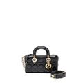 DIOR SMALL LADY D-JOY BAG CANNAGE LAMBSKIN BLACK LGHW