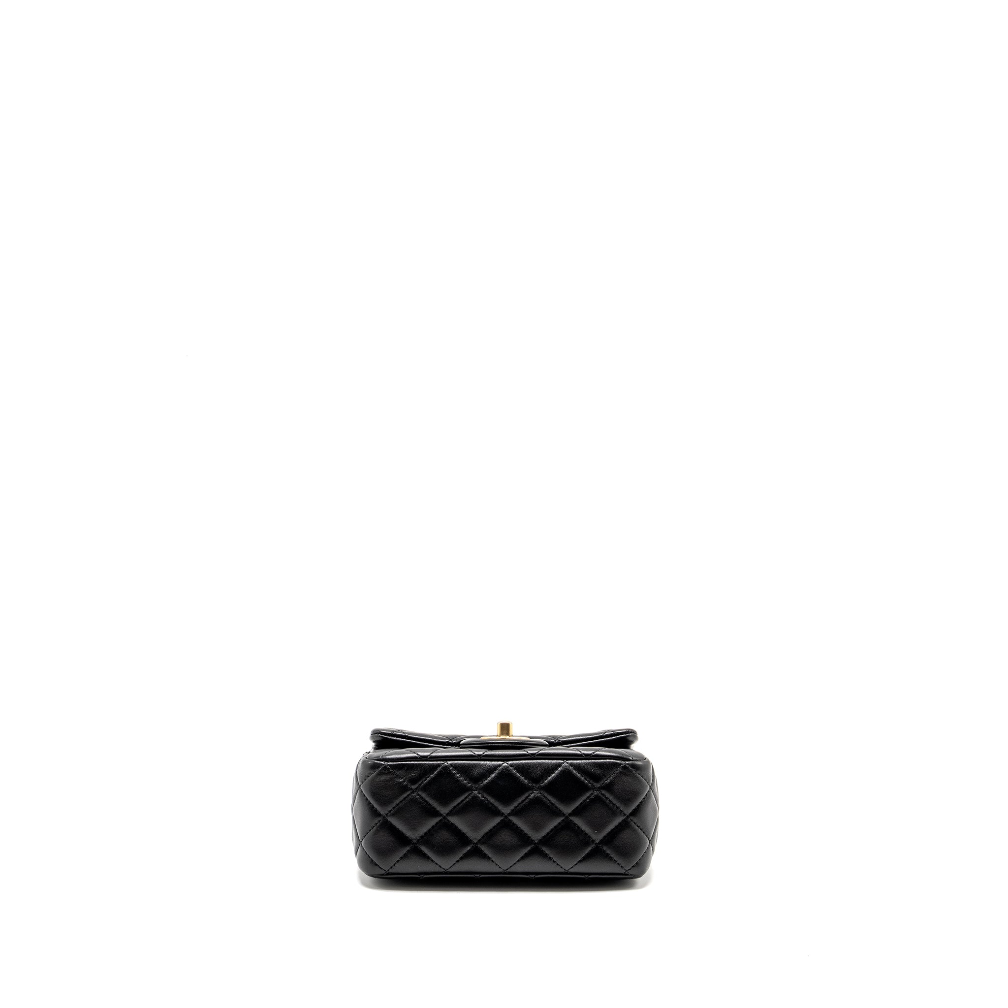 CHANEL PEARL CRUSH MINI SQUARE FLAP BAG LAMBSKIN BLACK GHW