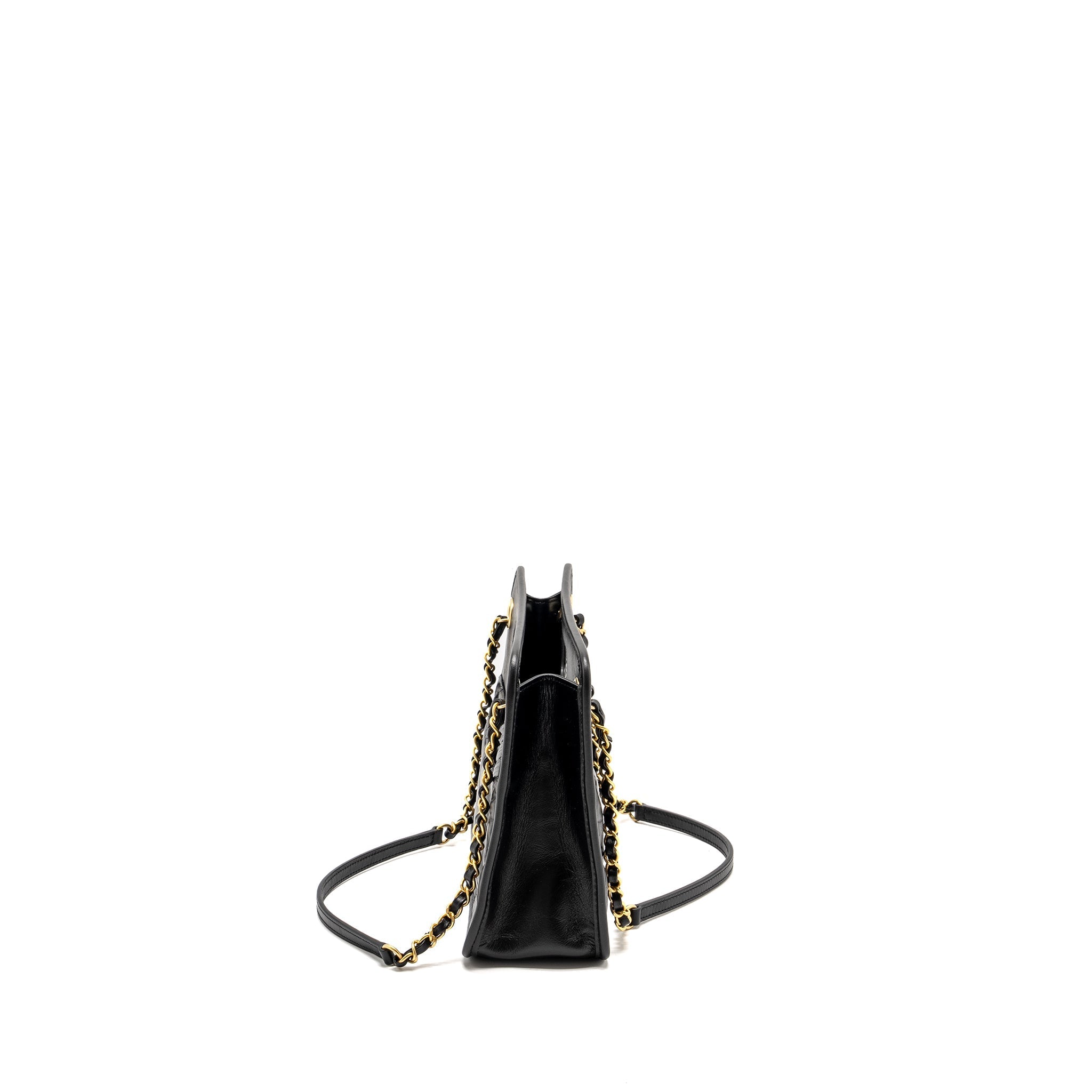 CHANEL 23S CLUTCH BAG WITH CHAIN CALFSKIN BLACK BRUSH GHW (MICROCHIP)