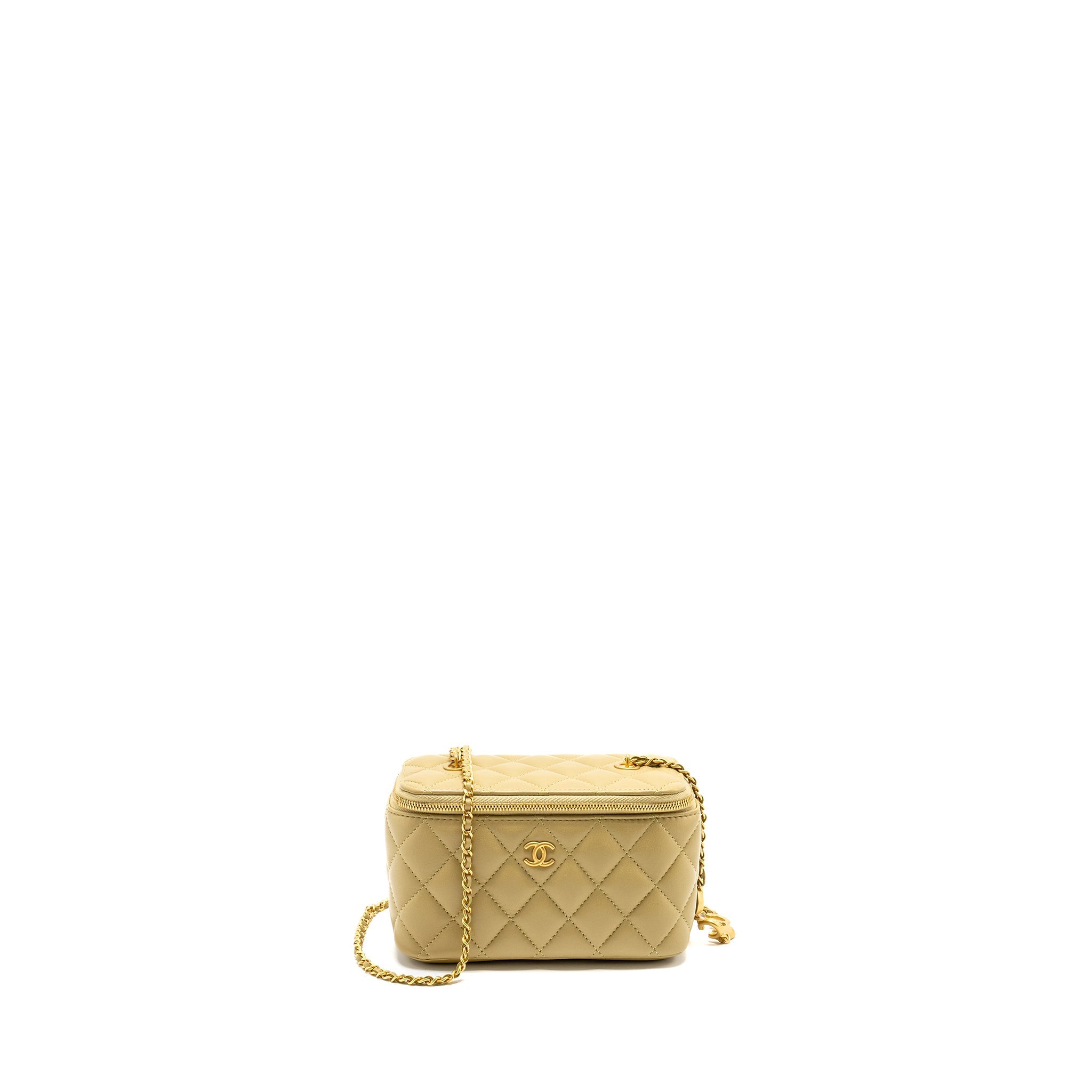 CHANEL COCO LETTER LONG VANITY WITH CHAIN LAMBSKIN GREEN GHW (MICROCHIP)