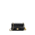 CHANEL PEARL CRUSH MINI RECTANGULAR FLAP BAG LAMBSKIN BLACK GHW (MICROCHIP)