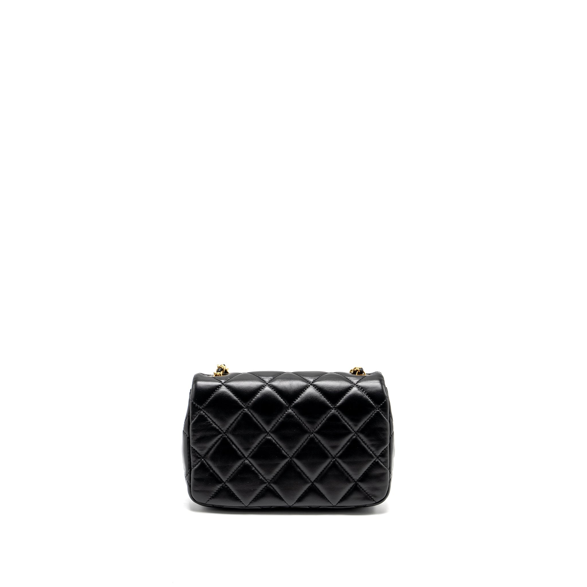 CHANEL 22B MINI FLAPBAG LAMBSKIN BLACK GHW (MICROCHIP)