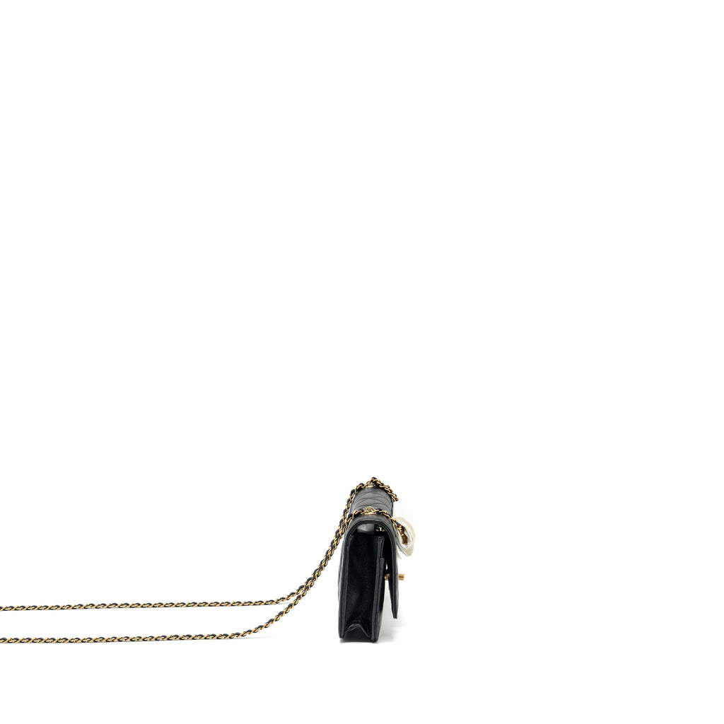 CHANEL 23A LION CHARMS WALLET ON CHAIN LAMBSKIN BLACK GHW (MICROCHIP)