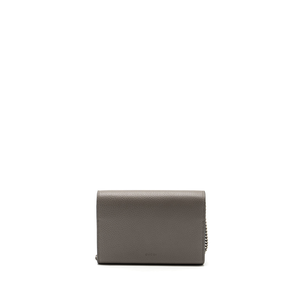 GUCCI DIONYSUS LEATHER MINI CHAIN BAG CALFSKIN GREY SHW