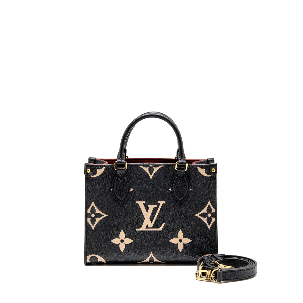 LOUIS VUITTON ONTHEGO BB BICOLOUR MONOGRAM EMPREINTE LEATHER BLACK/BEIGE GHW