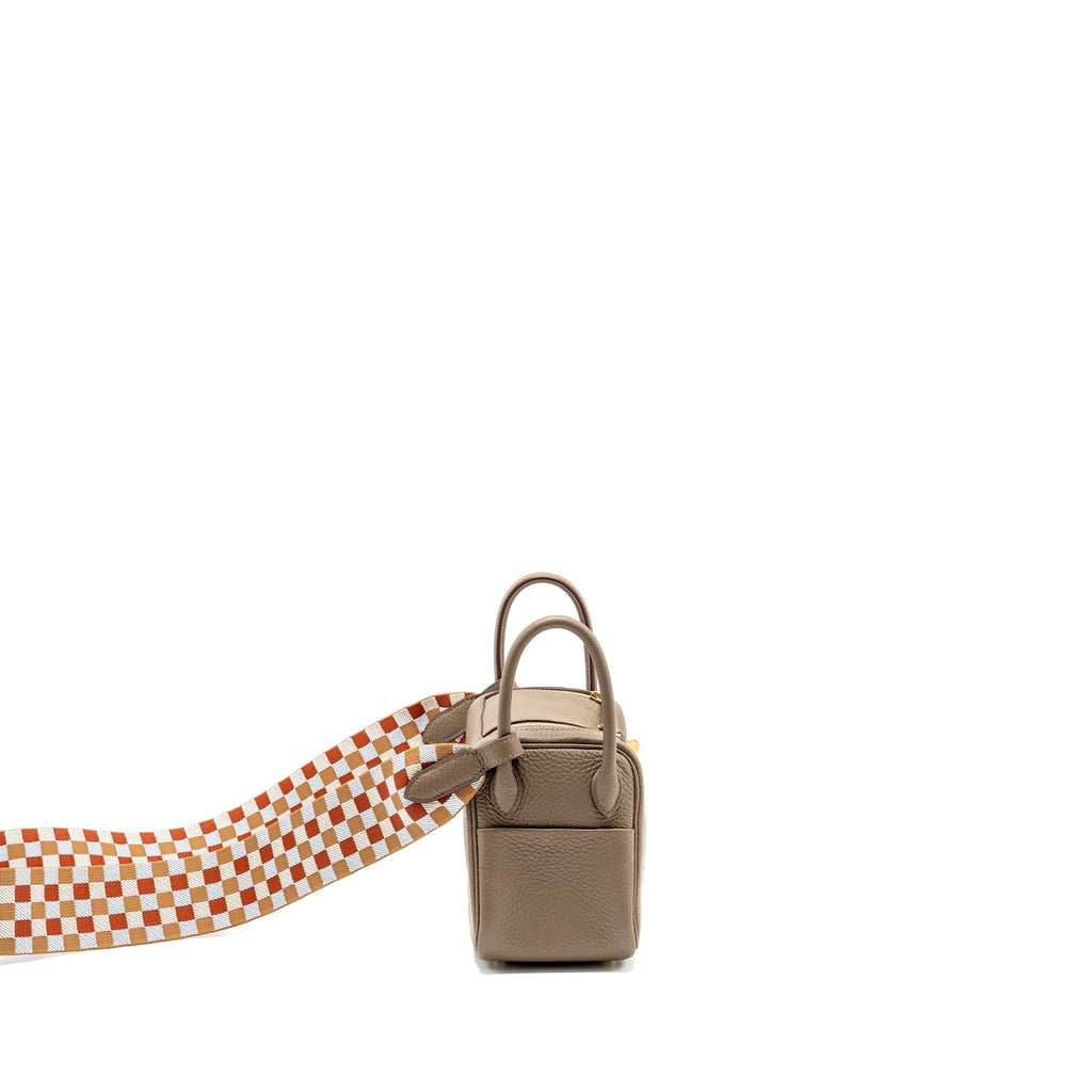 HERMES MINI LINDY CLEMENCE ETOUPE WITH CHAI-NATA-BLUE BRUME STRAP GHW