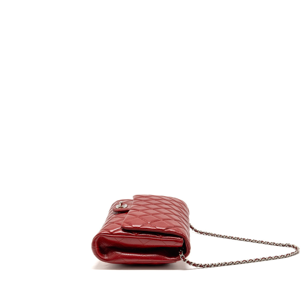 CHANEL TIMELESS FLAP CLUTCH CHAIN BAG CAVIAR RED SHW