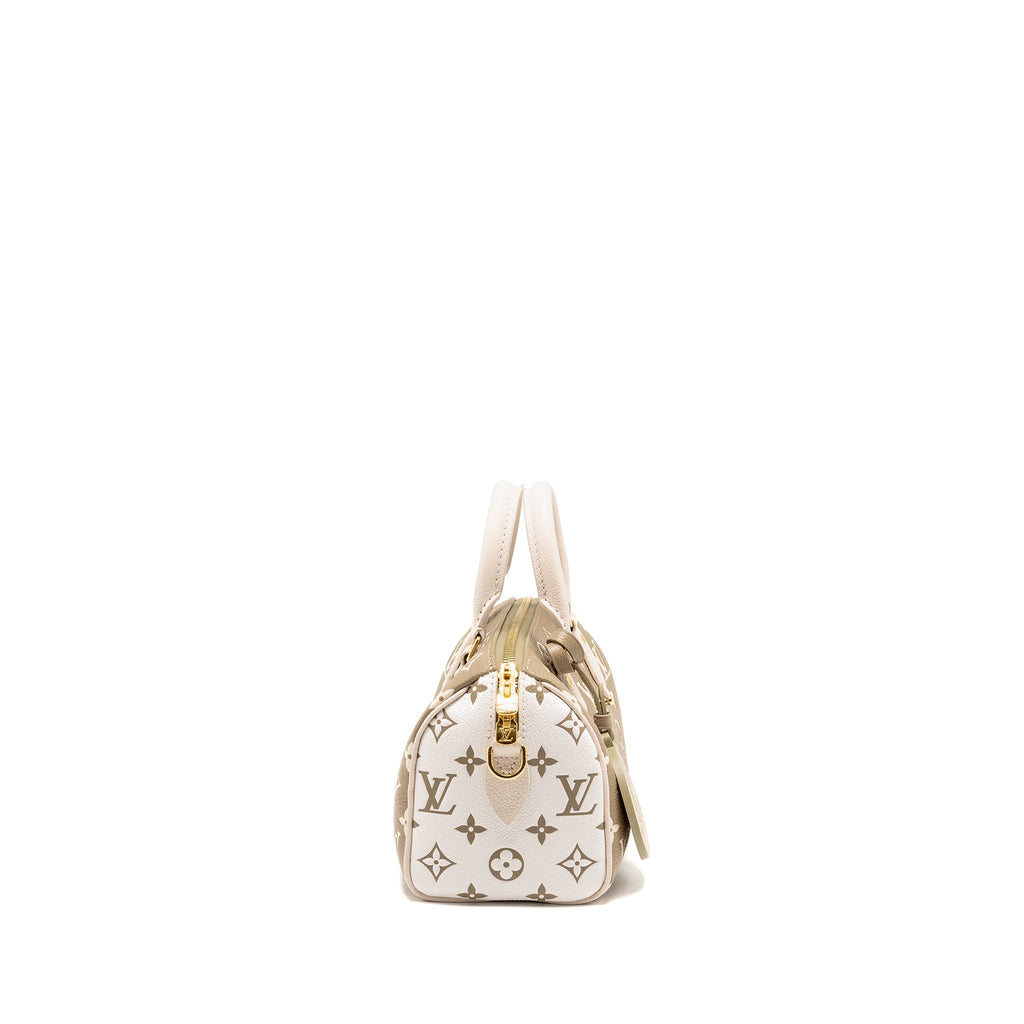 LOUIS VUITTON SPEEDY 20 BANDOULIERE BICOLOUR MONOGRAM EMPREINTE LEATHER KHAKI/BEIGE GHW