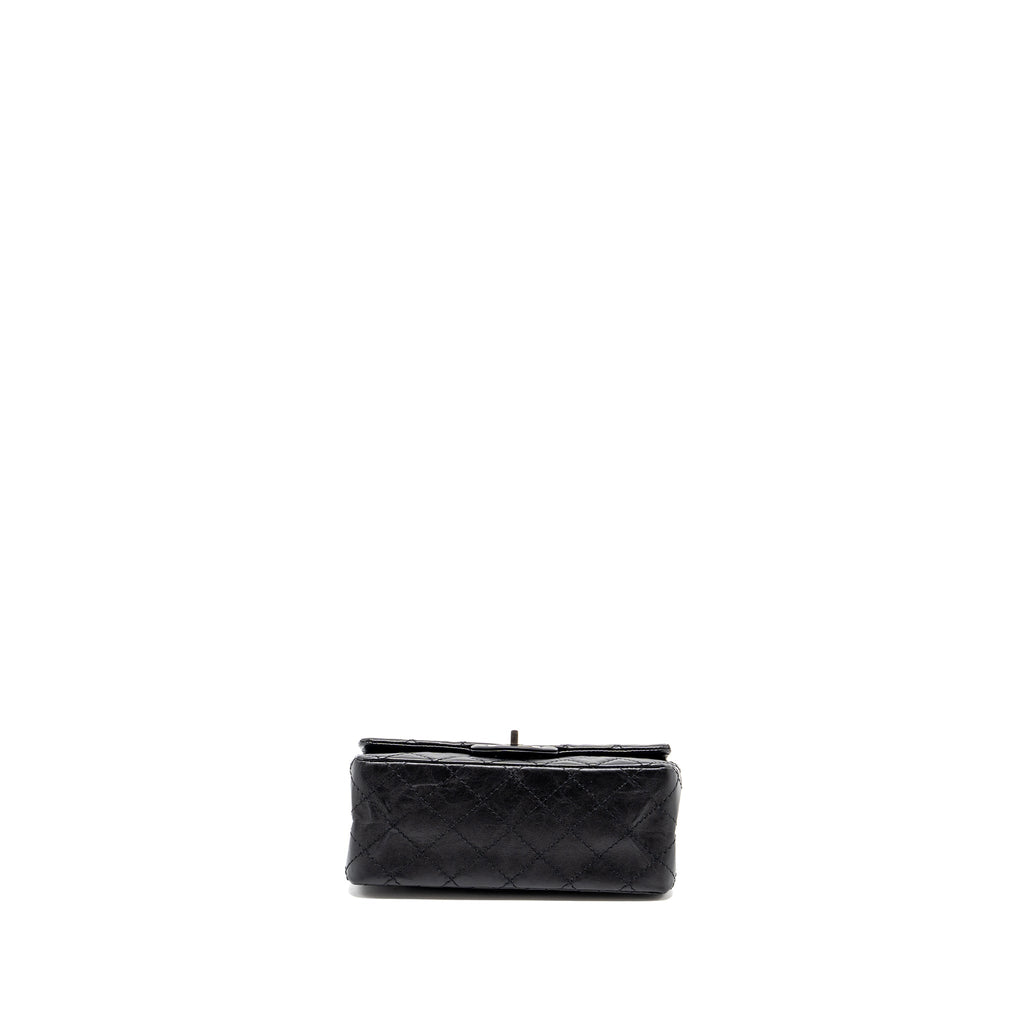 CHANEL MINI 2.55 REISSUE FLAP BAG AGED CALFSKIN BLACK RUTHENIUM HARDWARE