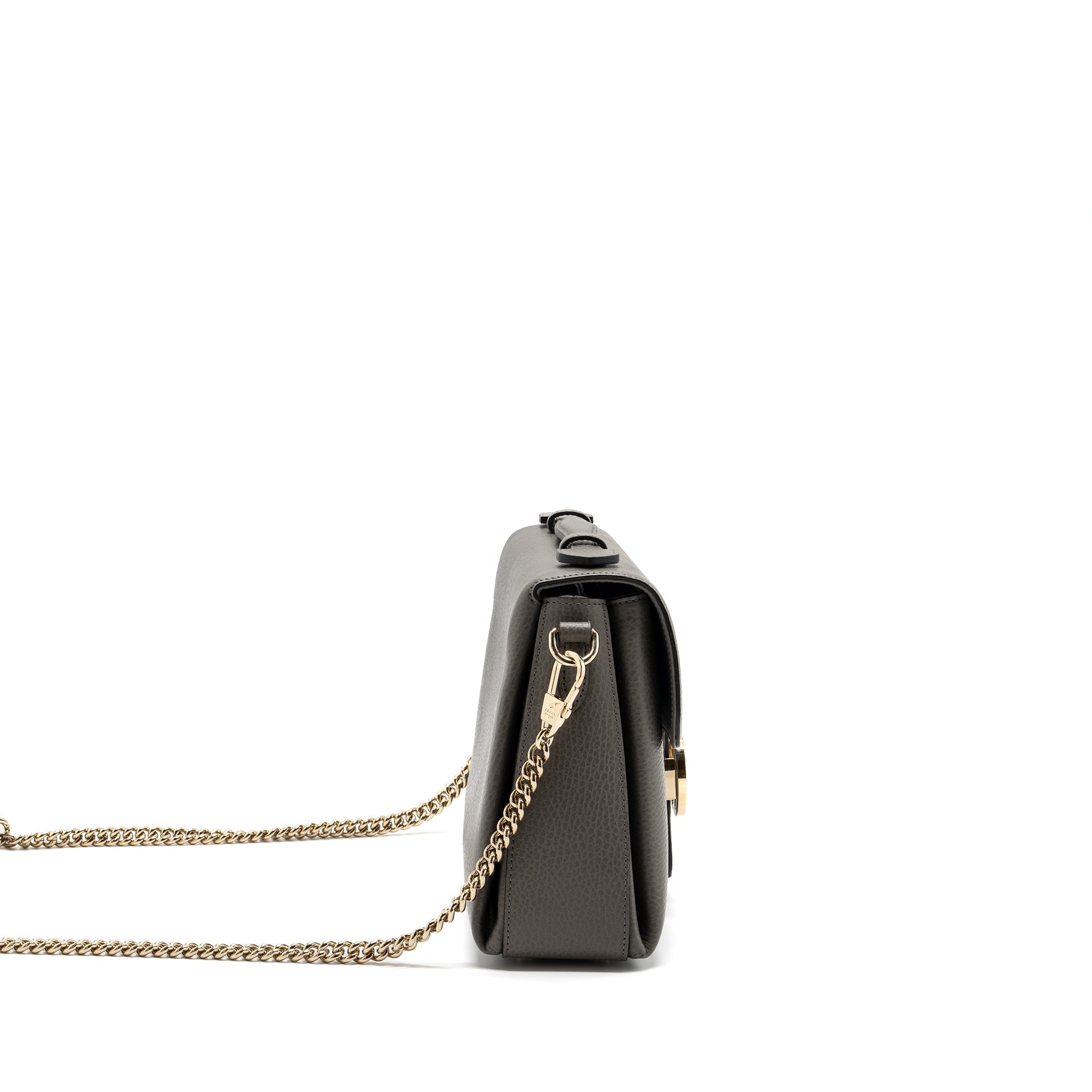 GUCCI TOP HANDLE MESSANGER BAG CALFSKIN GREY LGHW