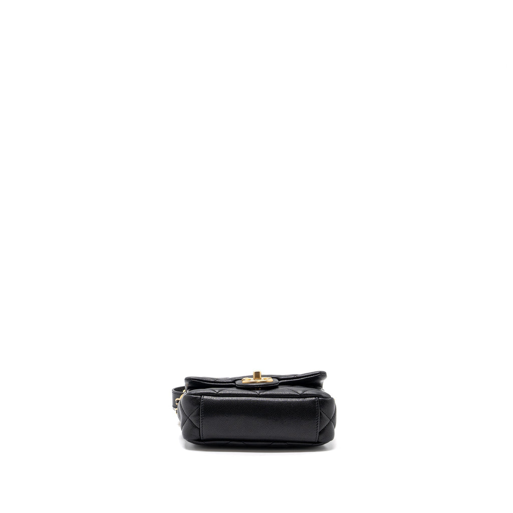 CHANEL MINI TWIST YOUR BUTTON SQUARE FLAP BAG CAVIAR BLACK GHW
