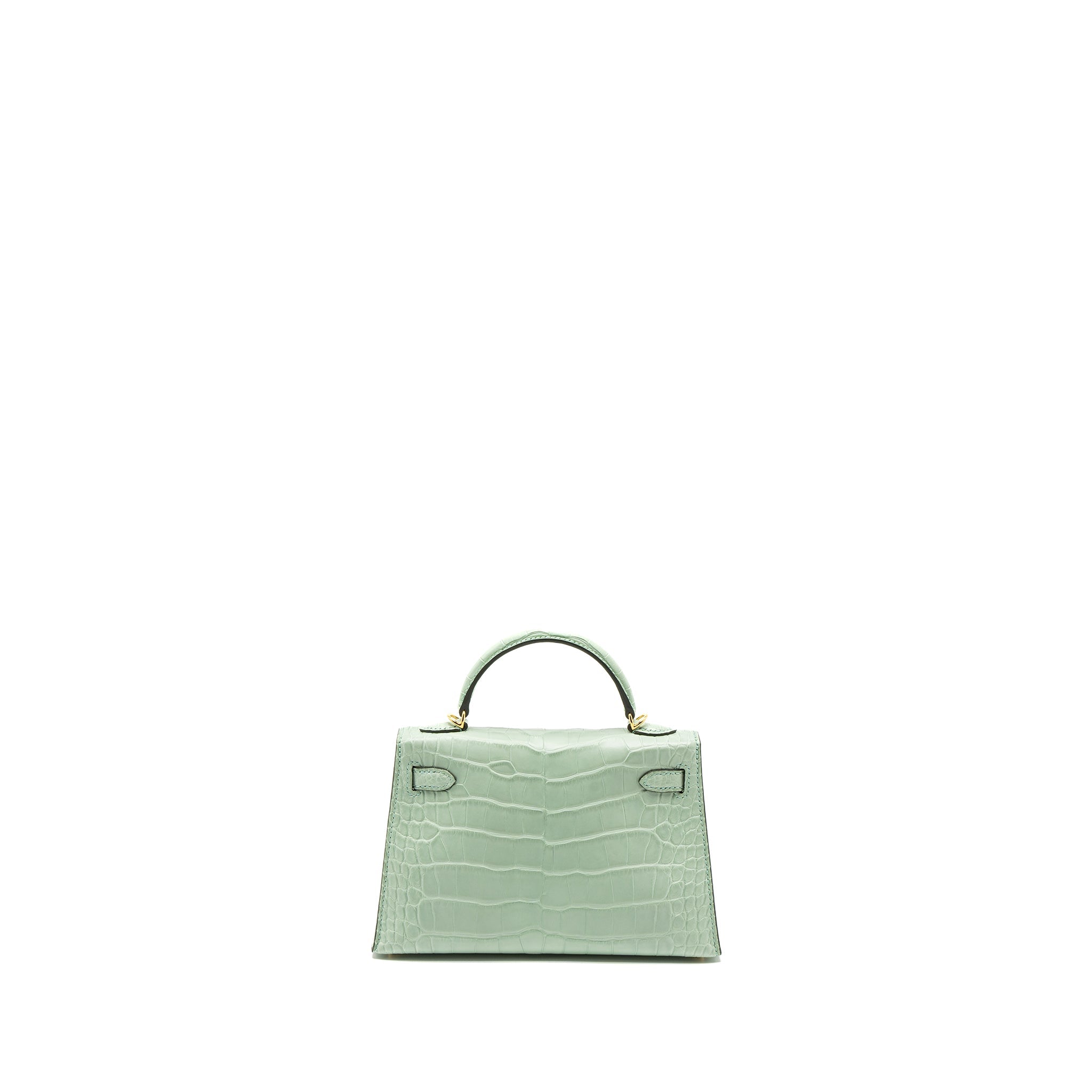 HERMES MINI KELLY ALLIGATOR MISSISSIPPIENSIS MATTE 6U VERT D’EAU GHW