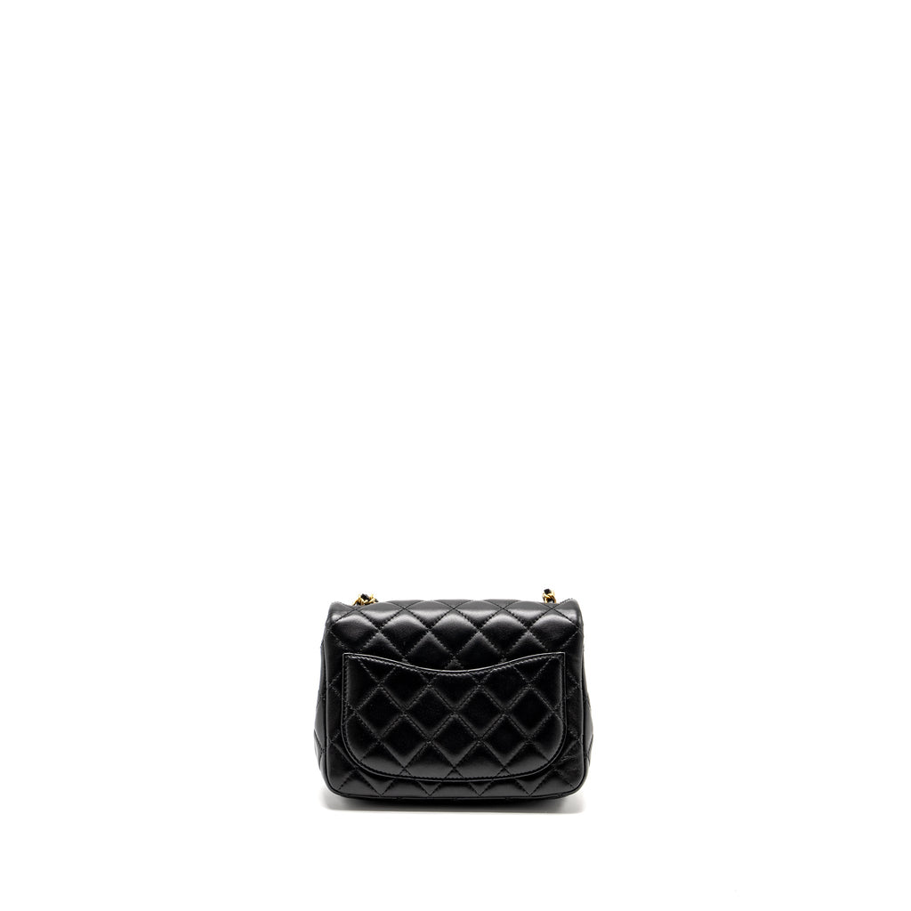 CHANEL PEARL CRUSH MINI SQUARE FLAP BAG LAMBSKIN BLACK GHW