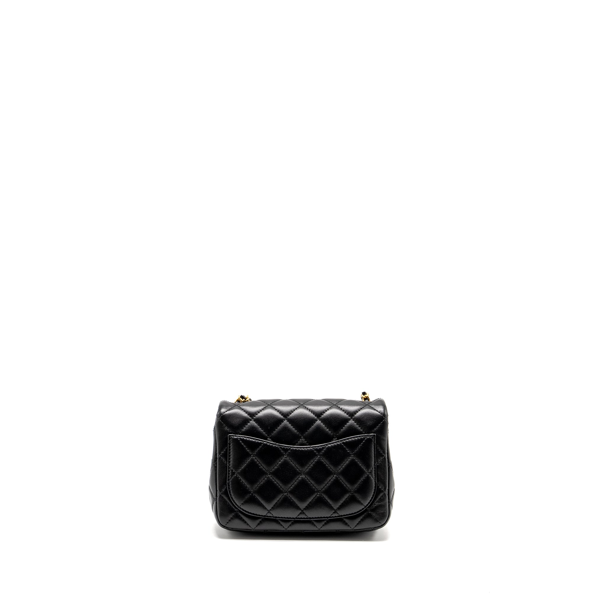 CHANEL PEARL CRUSH MINI SQUARE FLAP BAG LAMBSKIN BLACK GHW