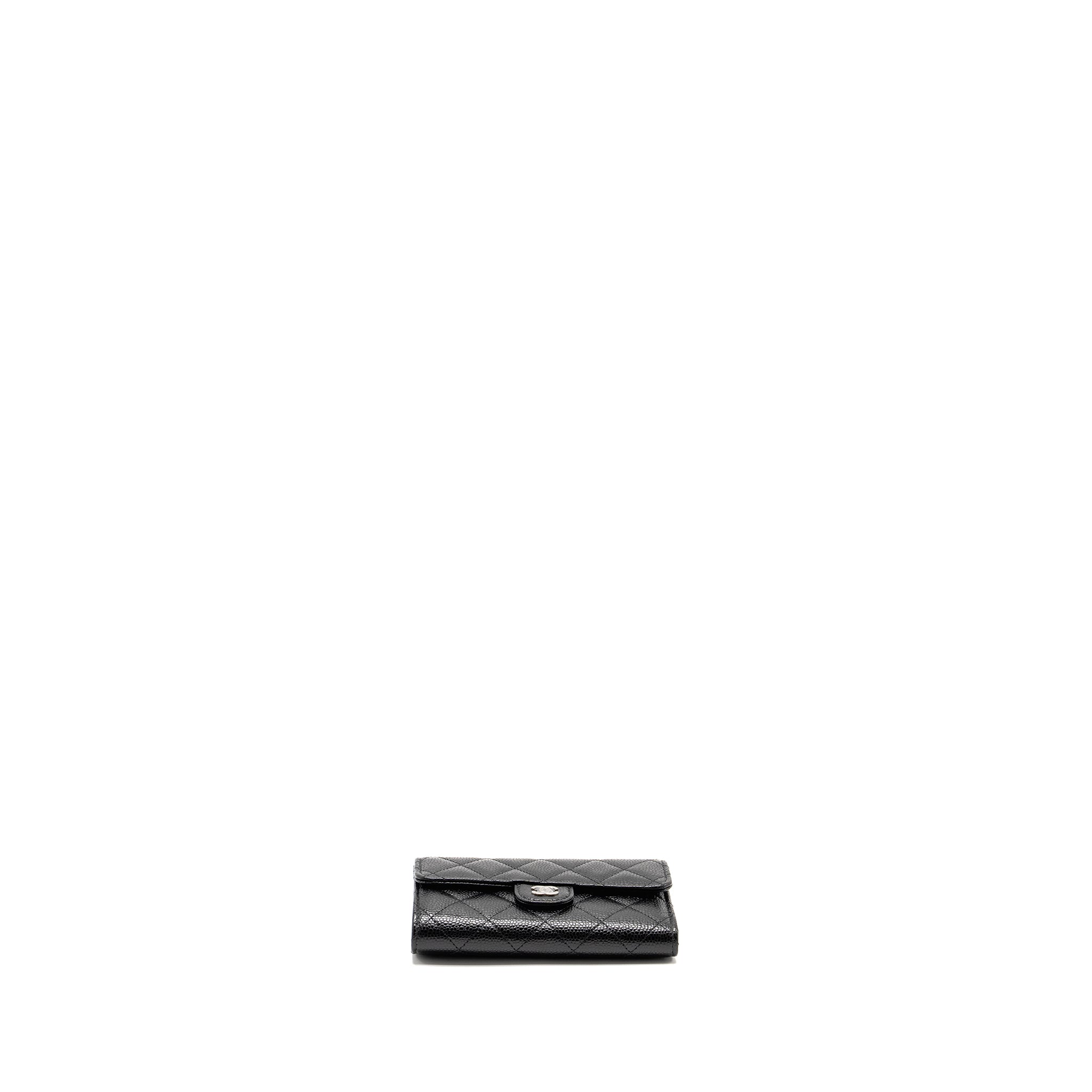 CHANEL CLASSIC FLAP WALLET CAVIAR BLACK SHW (MICROCHIP)