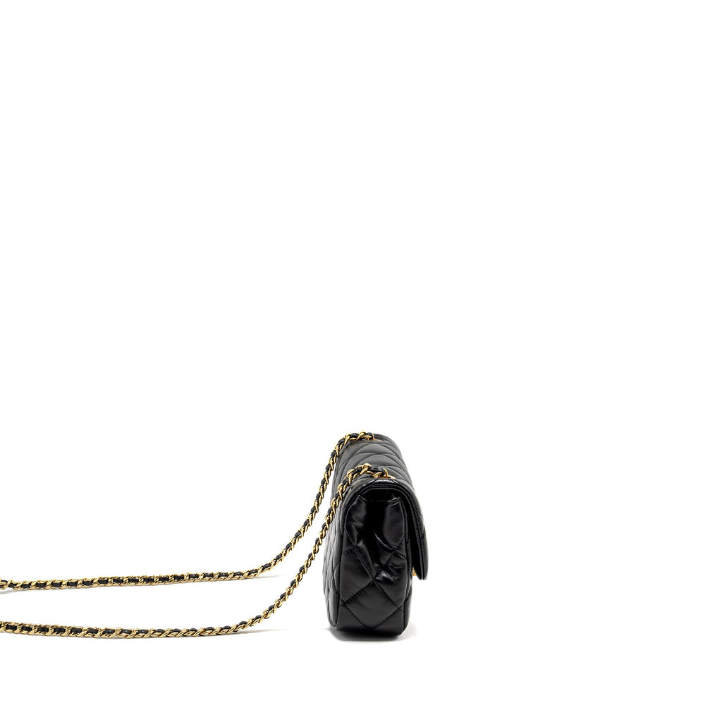 CHANEL 22B MINI FLAPBAG LAMBSKIN BLACK GHW (MICROCHIP)