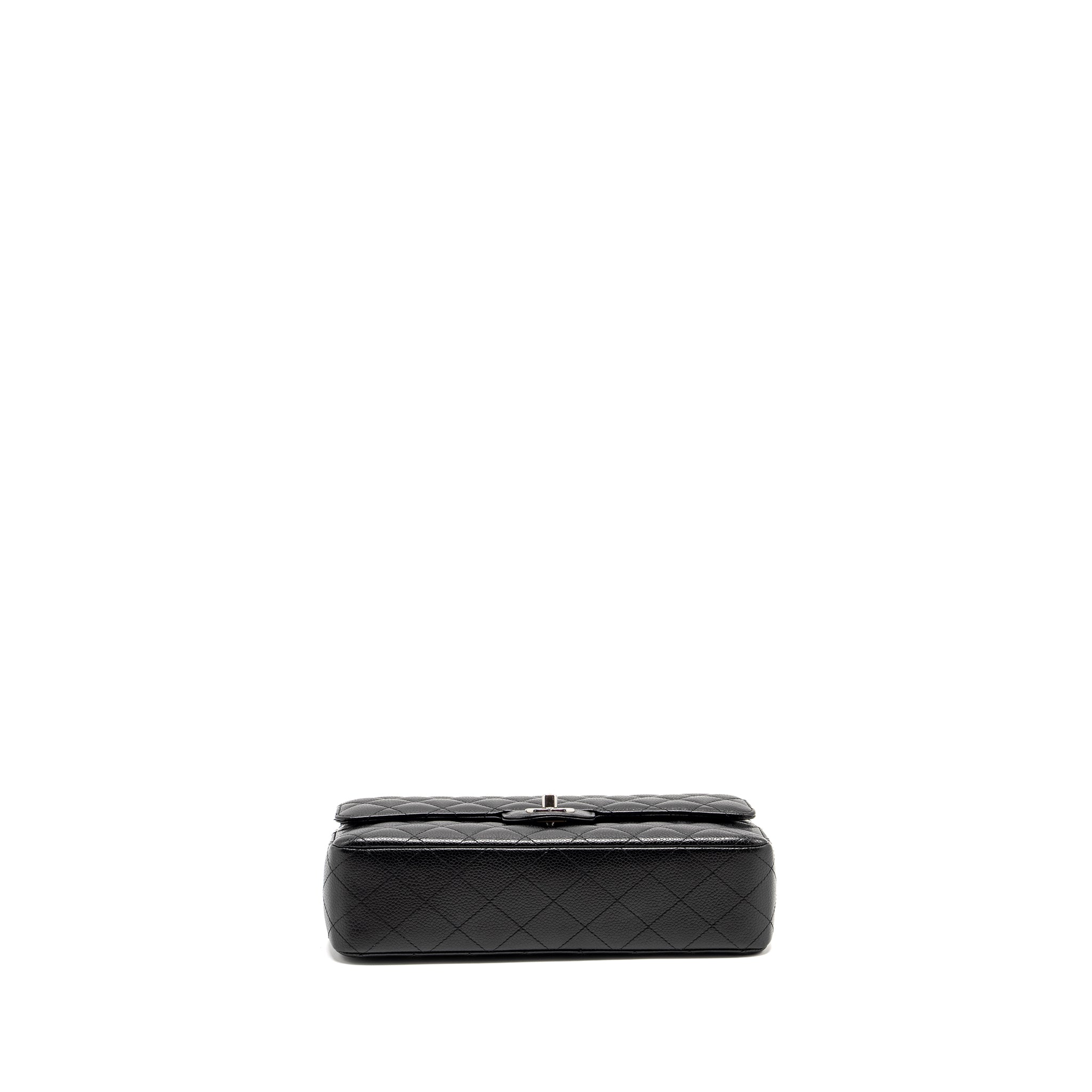 CHANEL MEDIUM CLASSIC DOUBLE FLAP BAG CAVIAR BLACK SHW (MICROCHIP)