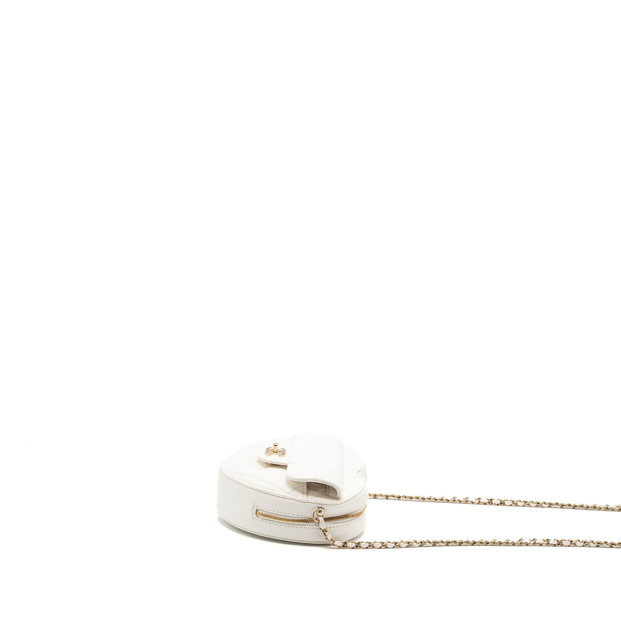 CHANEL 22S HEART BAG LAMBSKIN WHITE LGHW (MICROCHIP)