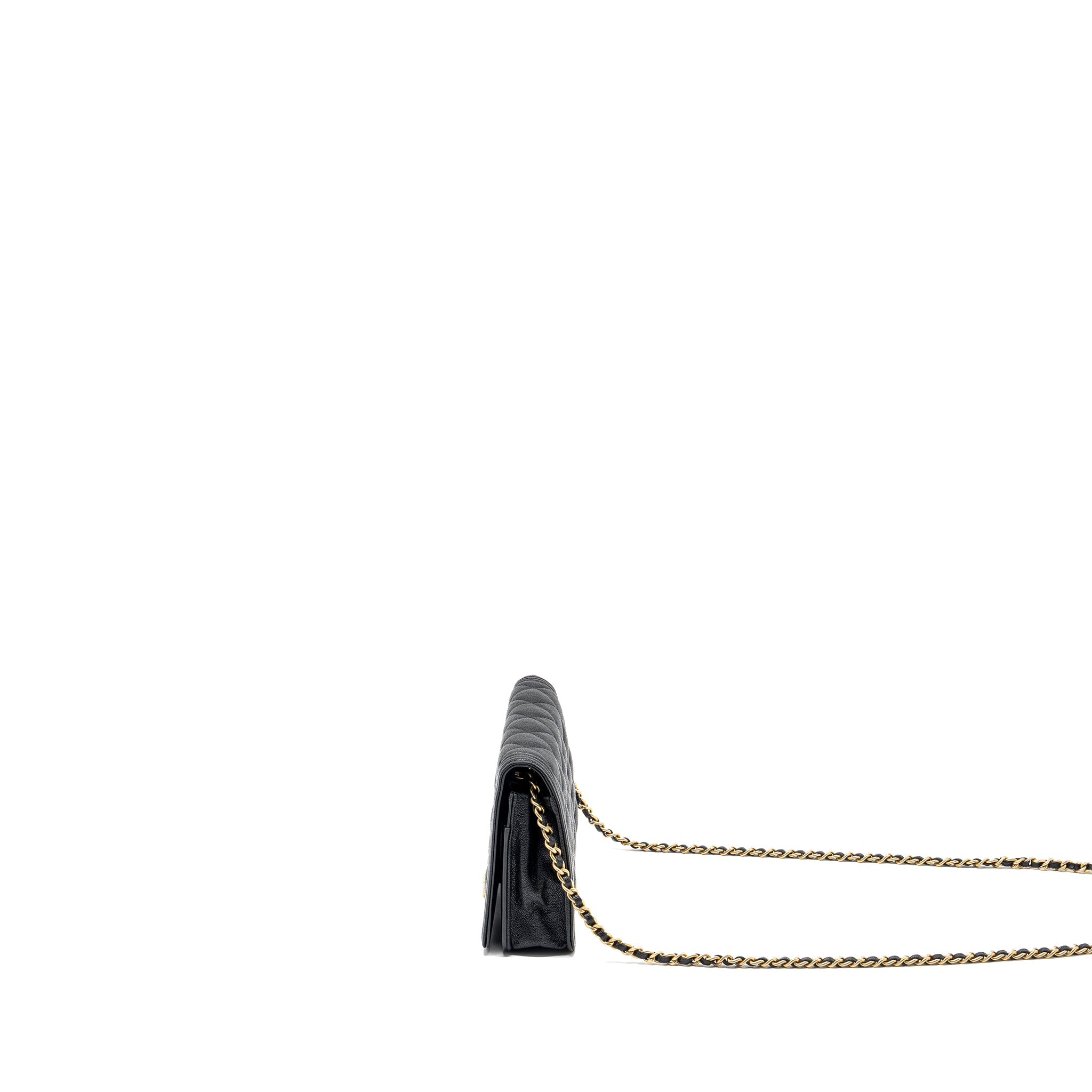 CHANEL BOY WALLET ON CHAIN CAVIAR BLACK GHW