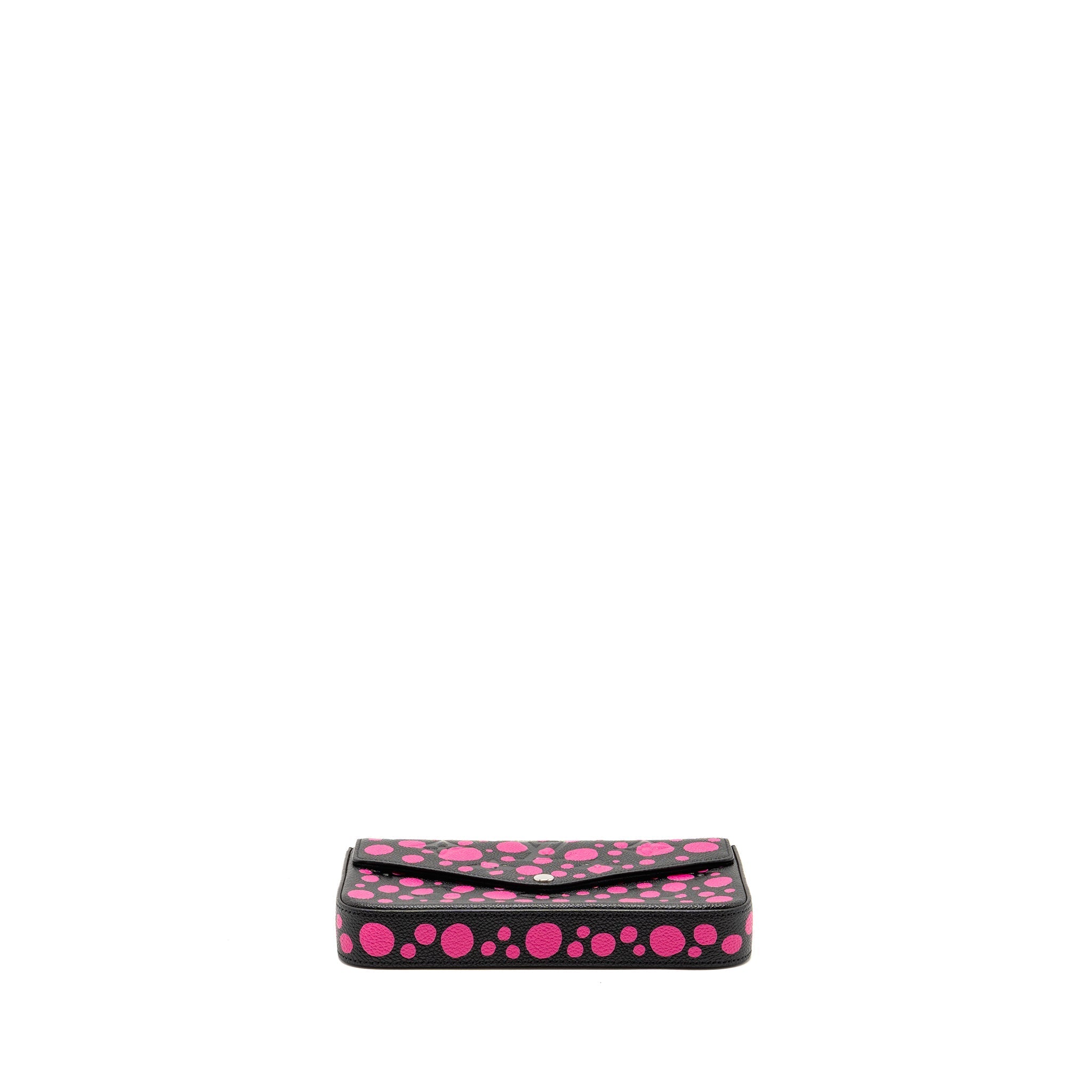 LOUIS VUITTON YAYOI KUSAMA FELICIE POCHETTE MONOGRAM EMPREINTE LEATHER BLACK/PINK SHW