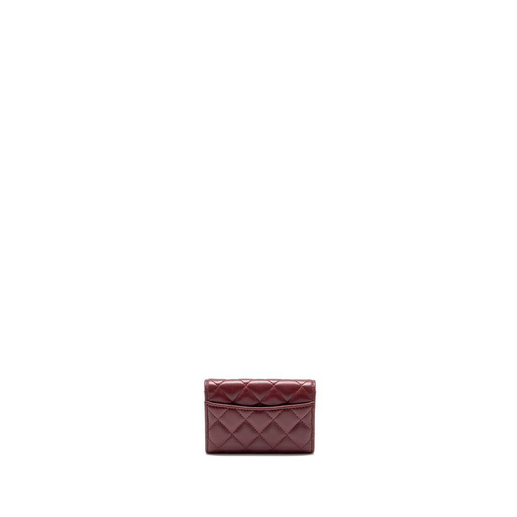 CHANEL CLASSIC FLAP CARD HOLDER LAMBSKIN BURGUNDY GHW