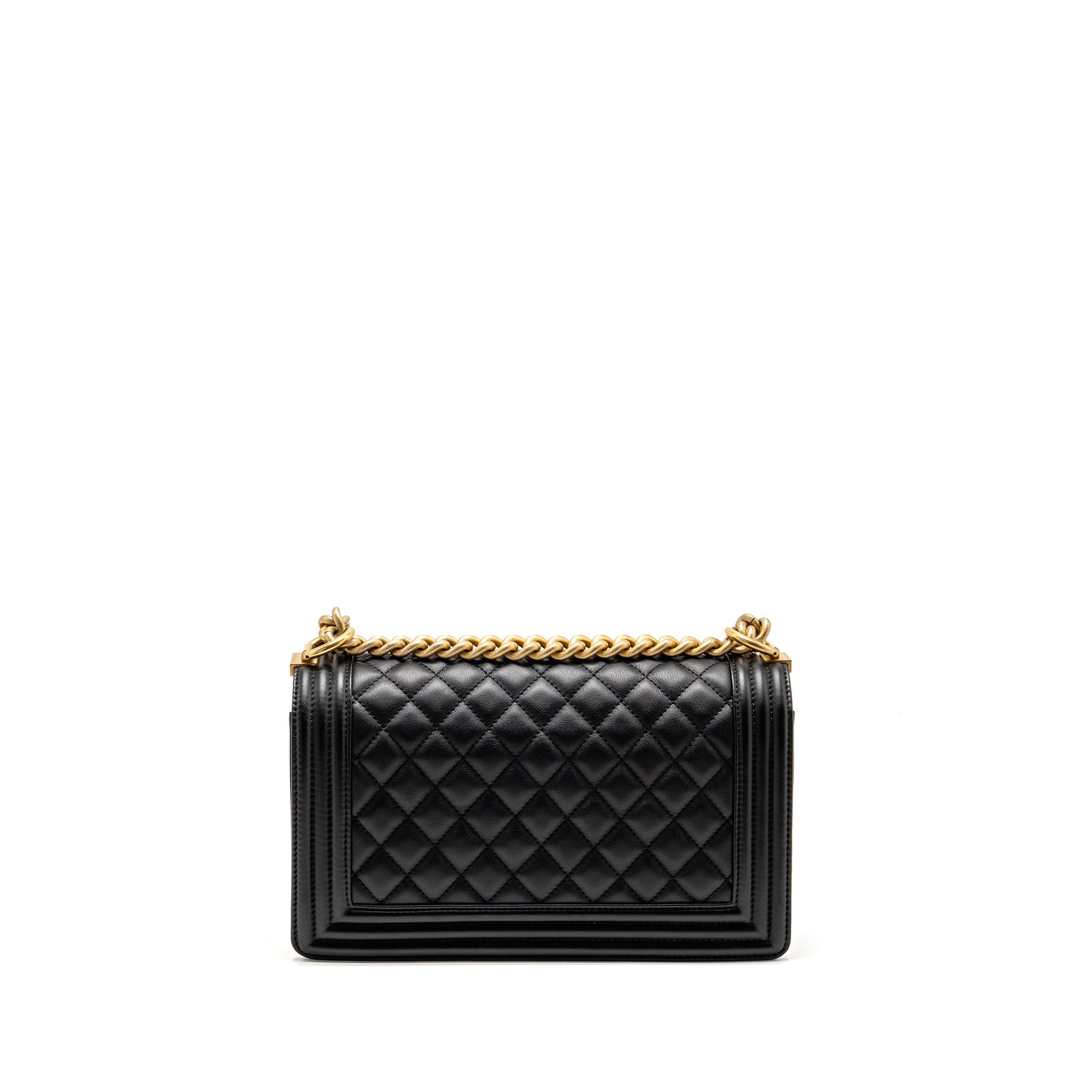 CHANEL MEDIUM BOY BAG CALFSKIN BLACK GHW (MICROCHIP)
