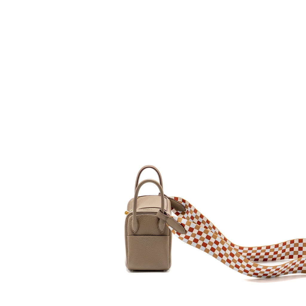 HERMES MINI LINDY CLEMENCE ETOUPE WITH CHAI-NATA-BLUE BRUME STRAP GHW