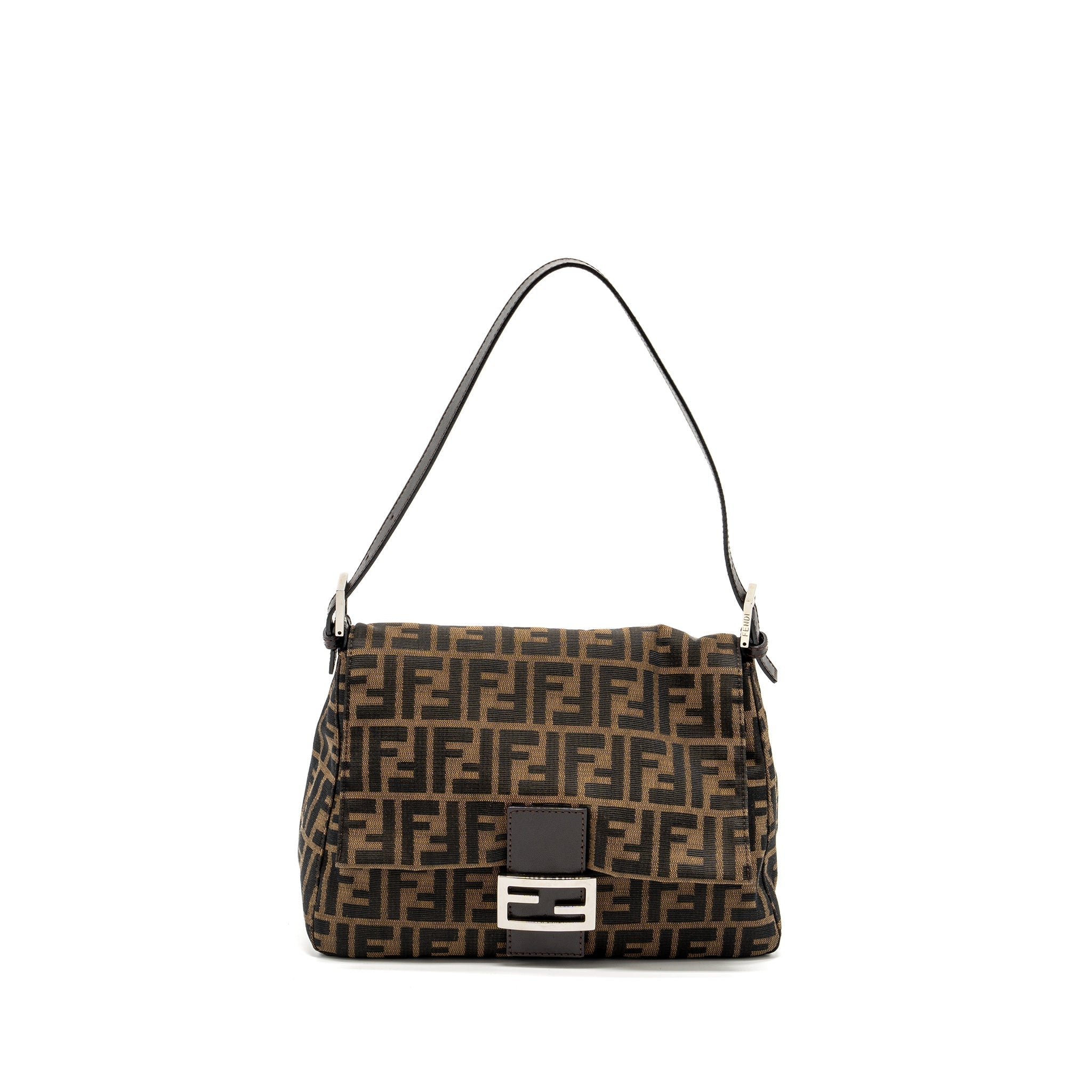FENDI VINTAGE ZUCCA MAMMA BAGUETTE BAG CANVAS BROWN SHW