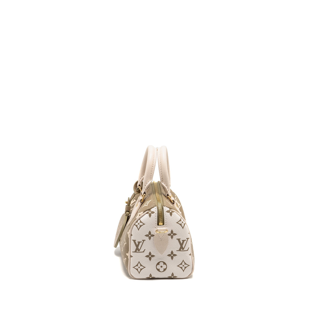 LOUIS VUITTON SPEEDY 20 BANDOULIERE BICOLOUR MONOGRAM EMPREINTE LEATHER KHAKI/BEIGE GHW