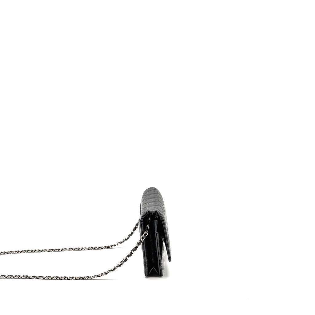 CHANEL CLASSIC WALLET ON CHAIN CAVIAR BLACK SHW (MICROCHIP)