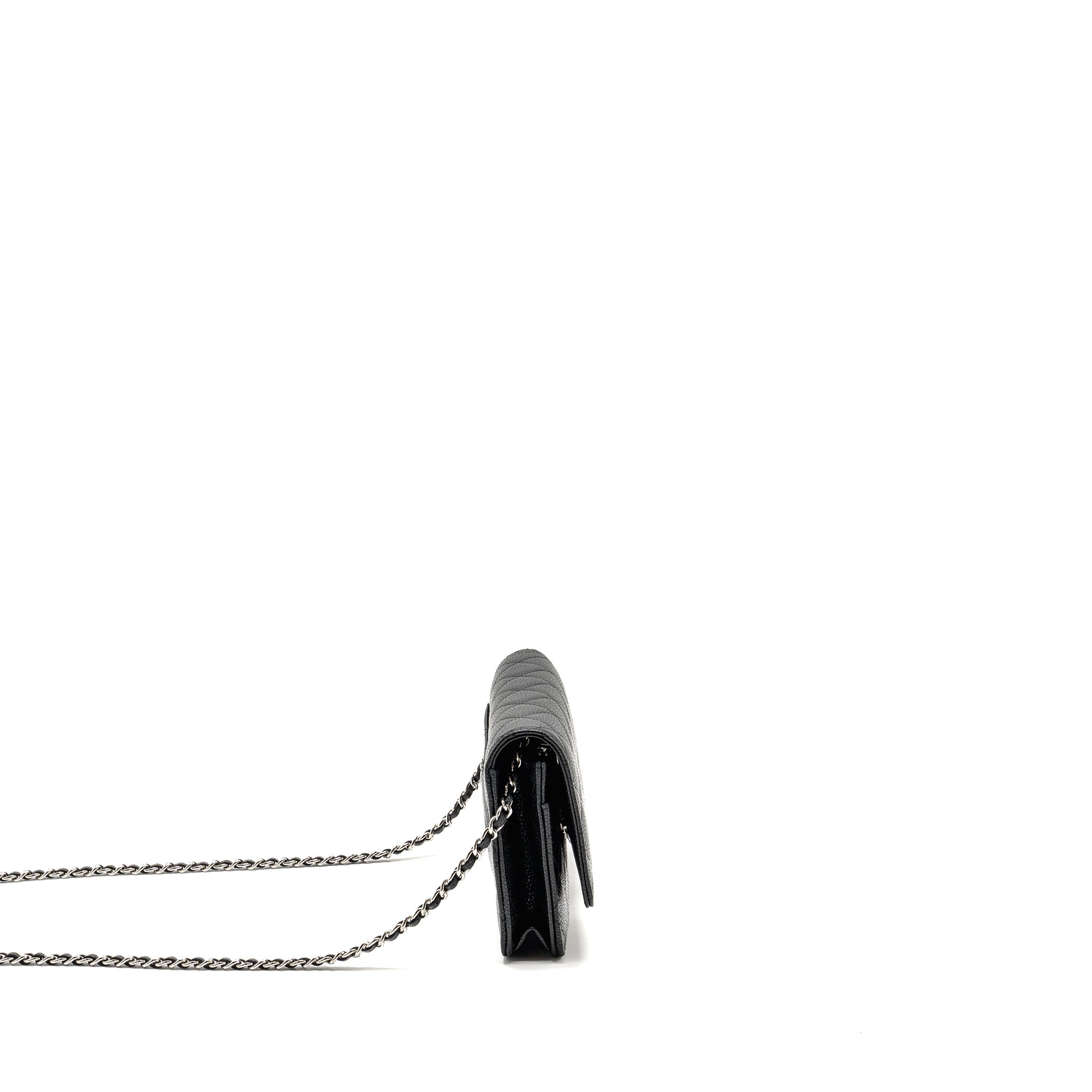 CHANEL CLASSIC WALLET ON CHAIN CAVIAR BLACK SHW (MICROCHIP)