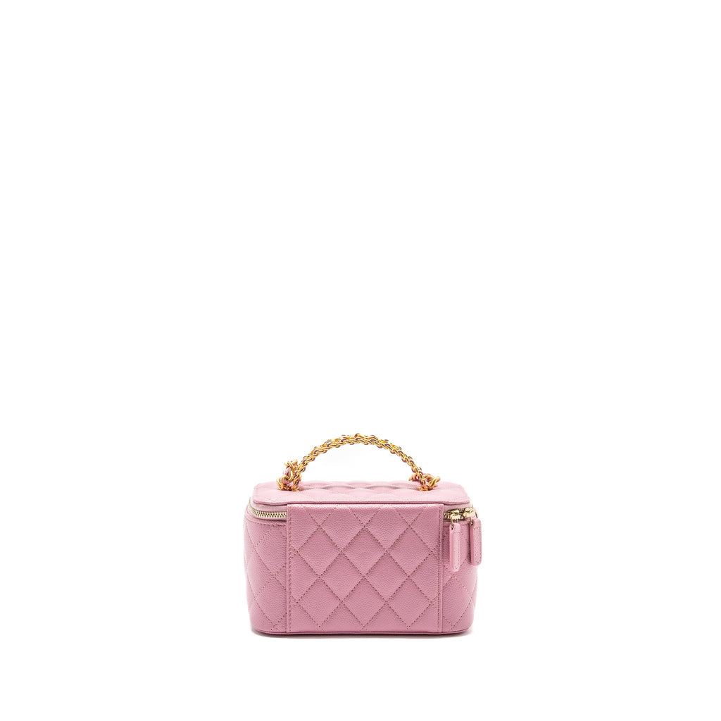 CHANEL LETTER TOP HANDLE LONG VANITY WITH CHAIN CAVIAR PINK GHW
