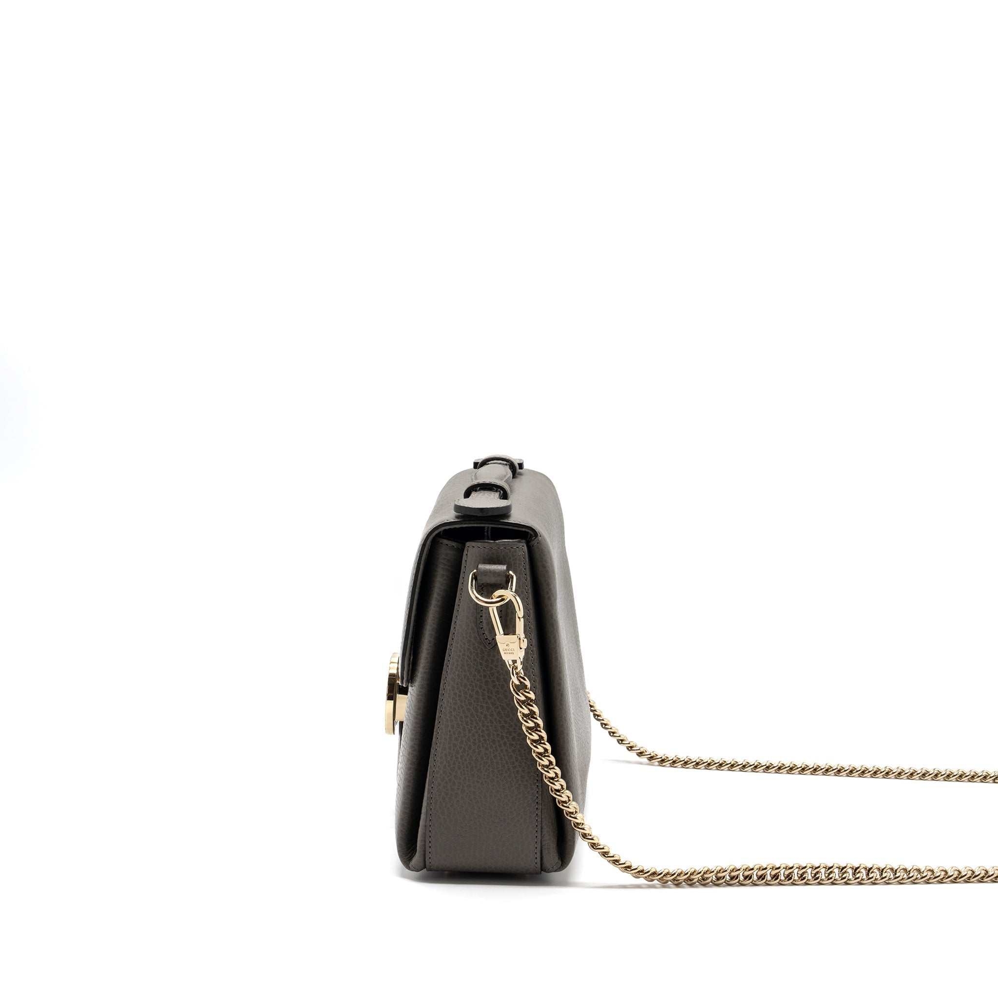 GUCCI TOP HANDLE MESSANGER BAG CALFSKIN GREY LGHW