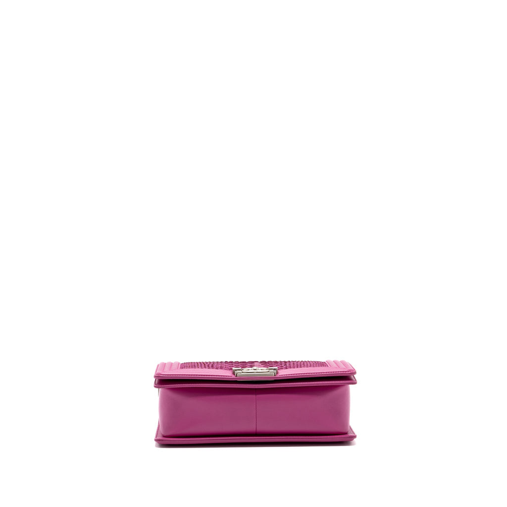 CHANEL MEDIUM BOY BAG PYTHON PINK BRUSHED SHW