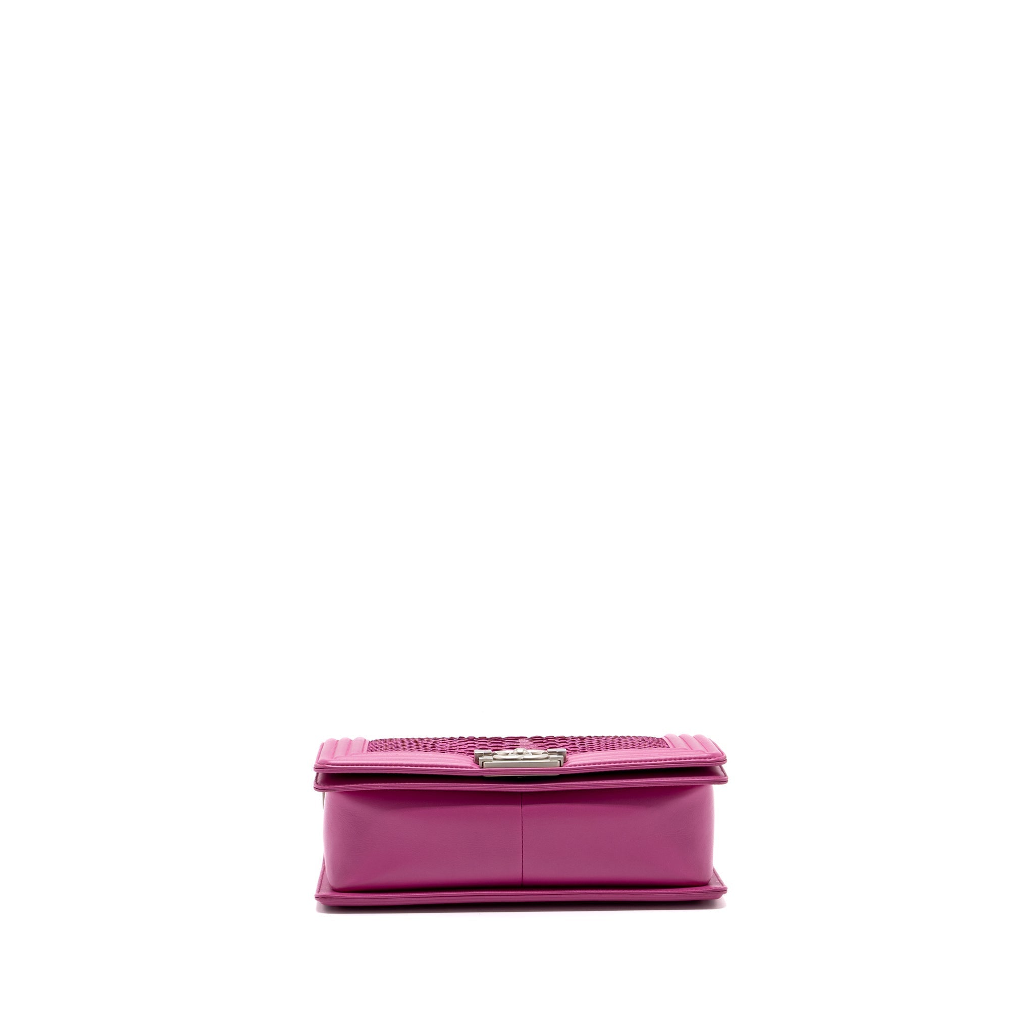 CHANEL MEDIUM BOY BAG PYTHON PINK BRUSHED SHW