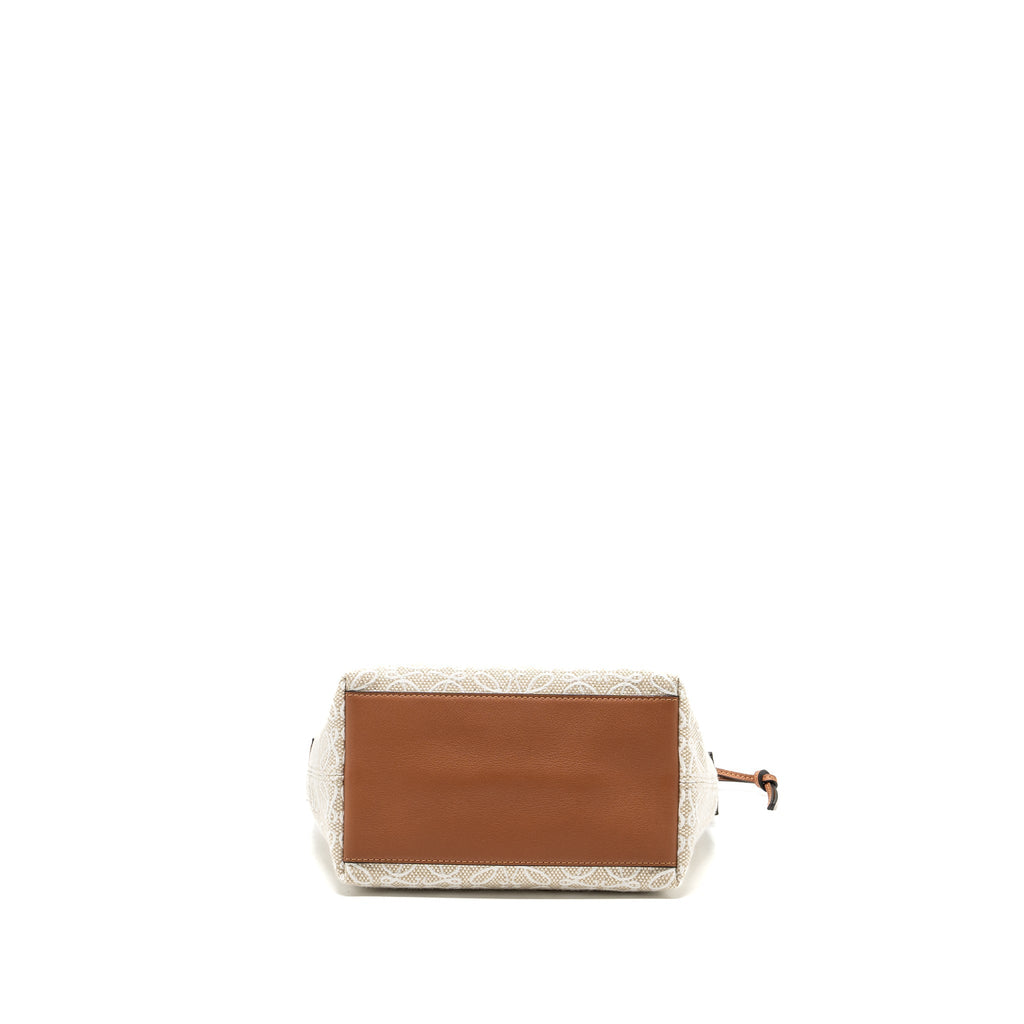 LOEWE SMALL CUBI BAG ANAGRAM JACQUARD CANVAS / CALFSKIN BEIGE / TAN GHW