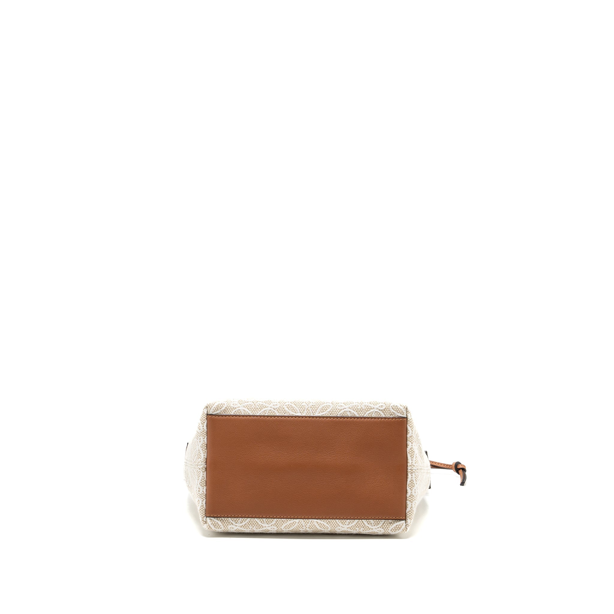 LOEWE SMALL CUBI BAG ANAGRAM JACQUARD CANVAS / CALFSKIN BEIGE / TAN GHW