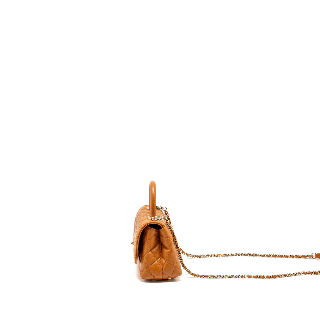 CHANEL MINI COCO HANDLE CAVIAR CARAMEL LGHW (MICROCHIP)