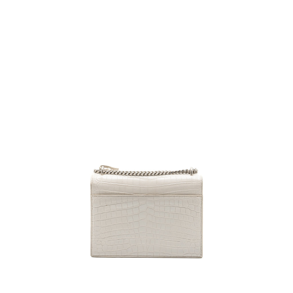 SAINT LAURENT/YSL SUNSET BAG CROCODILE EMBOSSED WHITE SHW
