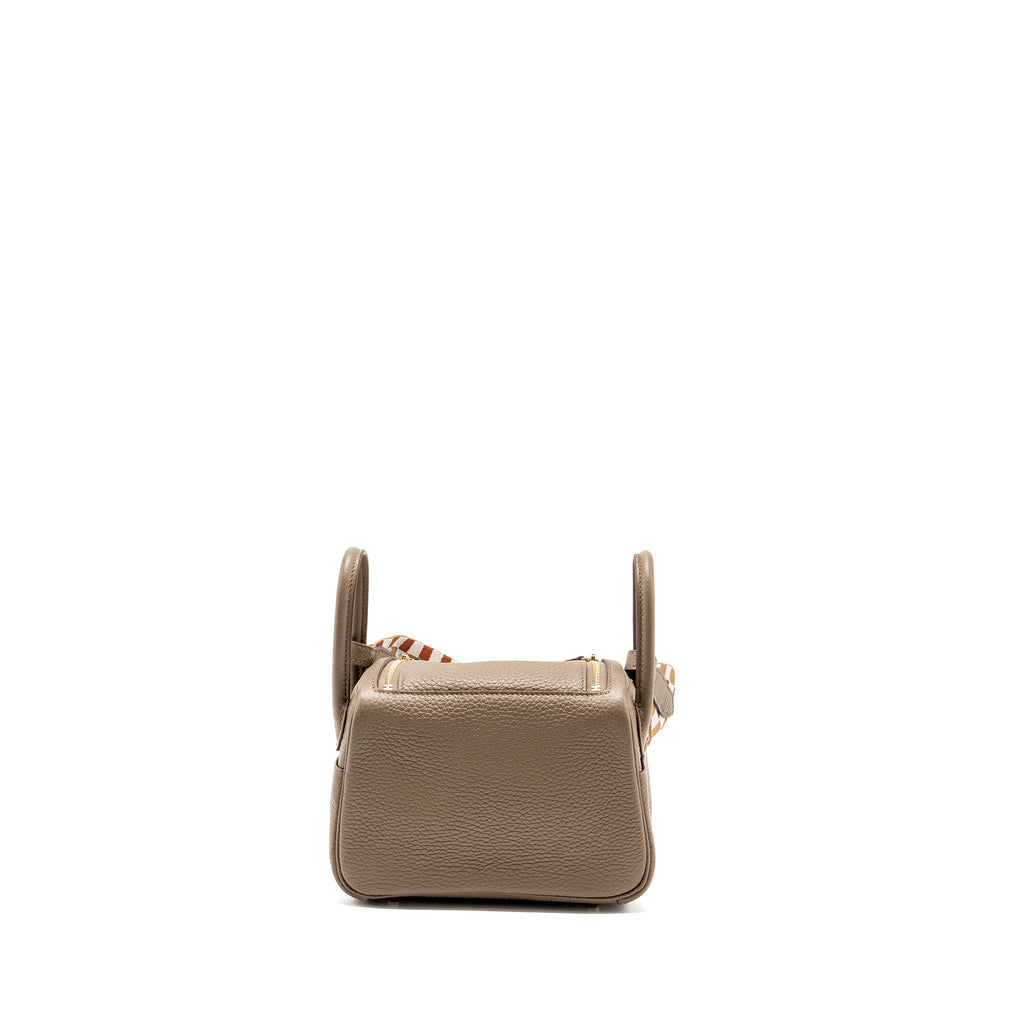 HERMES MINI LINDY CLEMENCE ETOUPE WITH CHAI-NATA-BLUE BRUME STRAP GHW